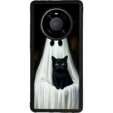Coque Huawei Mate 40 Pro - Silicone rigide noir Halloween 2025 Ghost with black cat