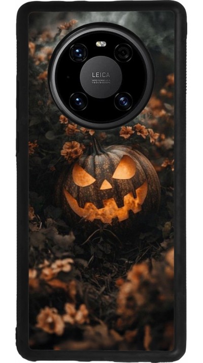 Coque Huawei Mate 40 Pro - Silicone rigide noir Halloween 2025 Pumpkin with flowers