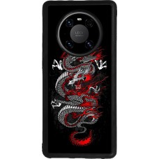Coque Huawei Mate 40 Pro - Silicone rigide noir Japanese style Dragon Tattoo Red Black