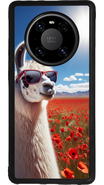 Huawei Mate 40 Pro Case Hülle - Silikon schwarz Lama Chic in Mohnblume