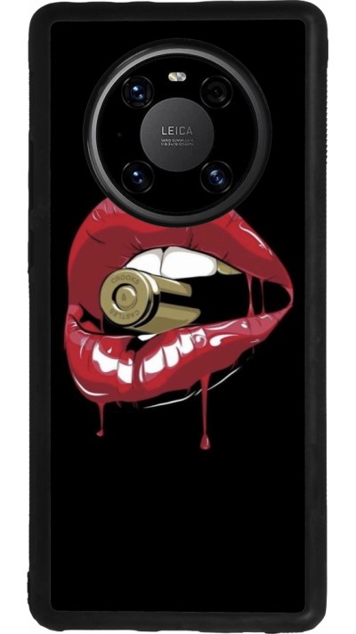 Huawei Mate 40 Pro Case Hülle - Silikon schwarz Lips bullet
