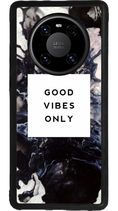 Coque Huawei Mate 40 Pro - Silicone rigide noir Marble Good Vibes Only