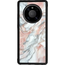 Huawei Mate 40 Pro Case Hülle - Silikon schwarz Rosa Leuchtender Marmor