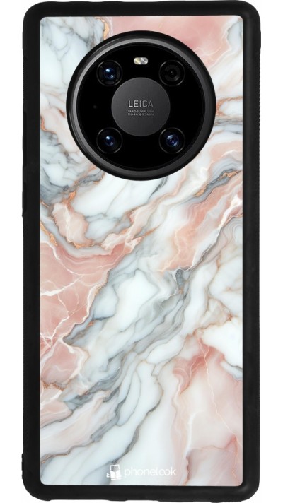 Coque Huawei Mate 40 Pro - Silicone rigide noir Marbre Rose Lumineux
