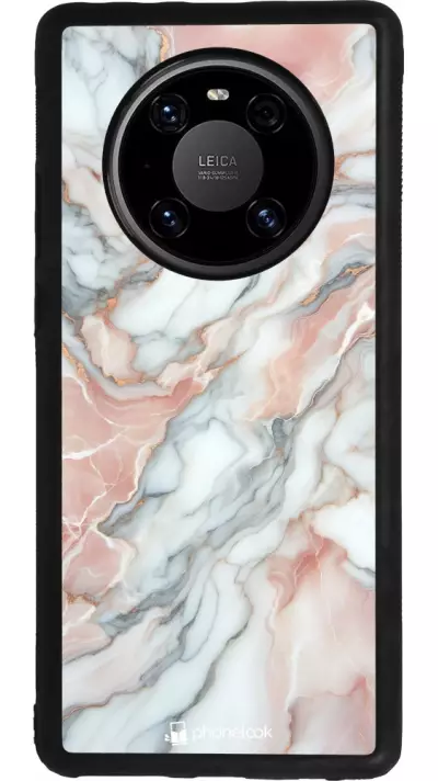 Huawei Mate 40 Pro Case Hülle - Silikon schwarz Rosa Leuchtender Marmor