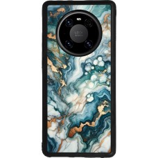 Coque Huawei Mate 40 Pro - Silicone rigide noir Marbre Vert Bleu Doré