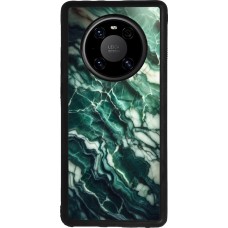 Coque Huawei Mate 40 Pro - Silicone rigide noir Marbre vert majestueux