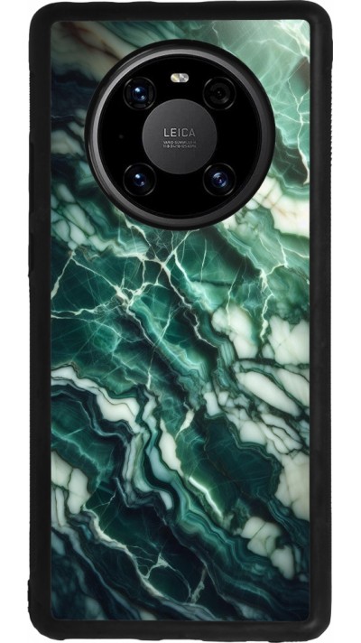 Coque Huawei Mate 40 Pro - Silicone rigide noir Marbre vert majestueux