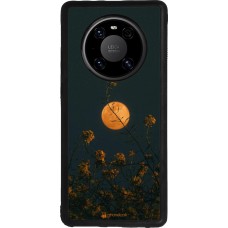Coque Huawei Mate 40 Pro - Silicone rigide noir Moon Flowers