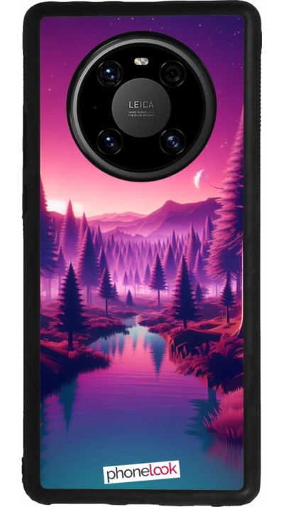 Huawei Mate 40 Pro Case Hülle - Silikon schwarz Lila-rosa Landschaft
