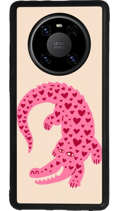 Huawei Mate 40 Pro Case Hülle - Silikon schwarz Pink crocodile 2026