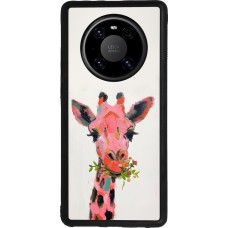 Huawei Mate 40 Pro Case Hülle - Silikon schwarz Pink Girafe Paint