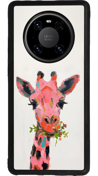 Huawei Mate 40 Pro Case Hülle - Silikon schwarz Pink Girafe Paint
