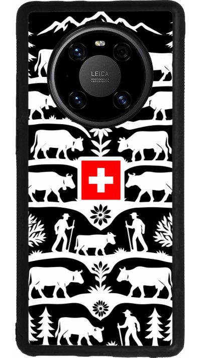 Coque Huawei Mate 40 Pro - Silicone rigide noir Poya Suisse 3 noir