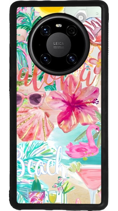 Coque Huawei Mate 40 Pro - Silicone rigide noir Preppy Collage Aloha