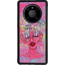 Coque Huawei Mate 40 Pro - Silicone rigide noir Psychedelic pink mushroom