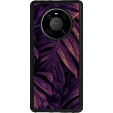 Huawei Mate 40 Pro Case Hülle - Silikon schwarz Purple Light Leaves