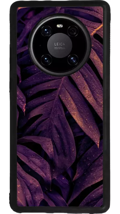 Huawei Mate 40 Pro Case Hülle - Silikon schwarz Purple Light Leaves