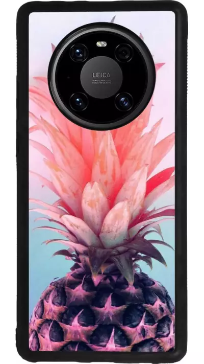 Huawei Mate 40 Pro Case Hülle - Silikon schwarz Purple Pink Pineapple