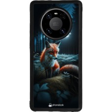 Coque Huawei Mate 40 Pro - Silicone rigide noir Renard lune forêt
