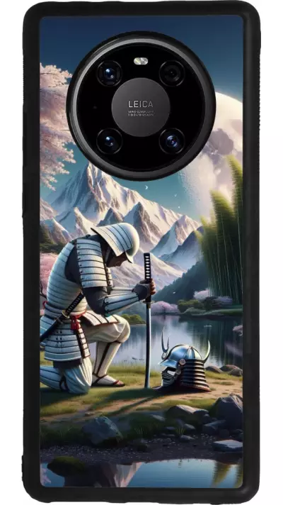 Huawei Mate 40 Pro Case Hülle - Silikon schwarz Samurai Katana Mond