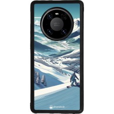 Coque Huawei Mate 40 Pro - Silicone rigide noir Snowboarder Montagne