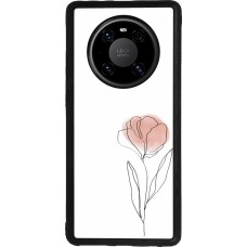 Huawei Mate 40 Pro Case Hülle - Silikon schwarz Spring 23 minimalist flower