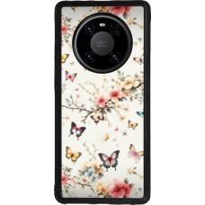 Coque Huawei Mate 40 Pro - Silicone rigide noir Spring 25 Papillons Légers