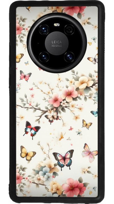 Coque Huawei Mate 40 Pro - Silicone rigide noir Spring 25 Papillons Légers