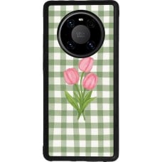 Huawei Mate 40 Pro Case Hülle - Silikon schwarz Green vichy tulips Spring 2026