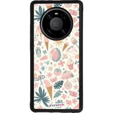 Coque Huawei Mate 40 Pro - Silicone rigide noir Summer Pink Pattern
