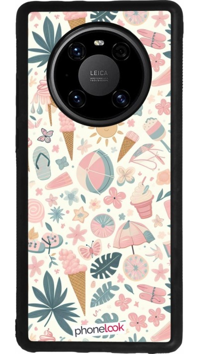 Huawei Mate 40 Pro Case Hülle - Silikon schwarz Sommer Pink Muster
