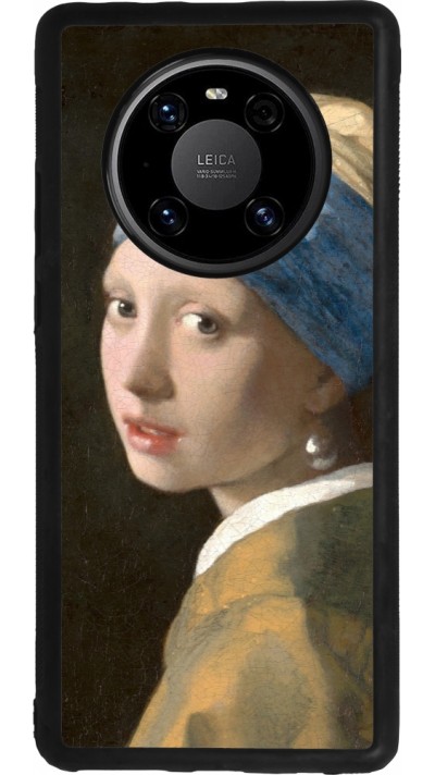 Coque Huawei Mate 40 Pro - Silicone rigide noir Tableau art - La Jeune fille à la perle - Johannes Vermeer