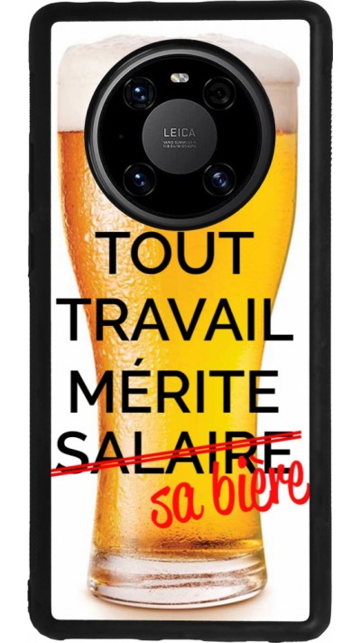Coque Huawei Mate 40 Pro - Silicone rigide noir Tout travail mérite sa bière