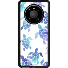 Coque Huawei Mate 40 Pro - Silicone rigide noir Turtles pattern watercolor