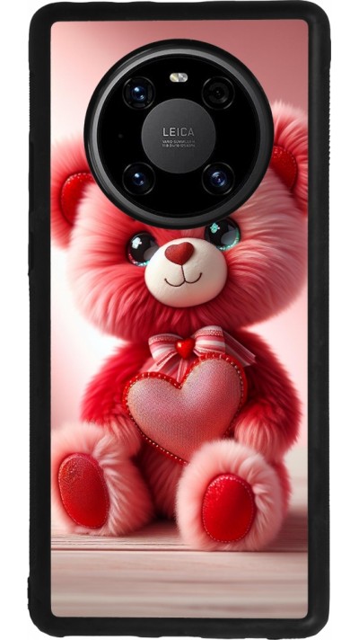 Coque Huawei Mate 40 Pro - Silicone rigide noir Valentine 2024 Ourson rose