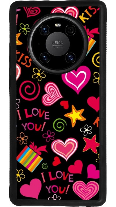 Coque Huawei Mate 40 Pro - Silicone rigide noir Valentine 2023 love symbols