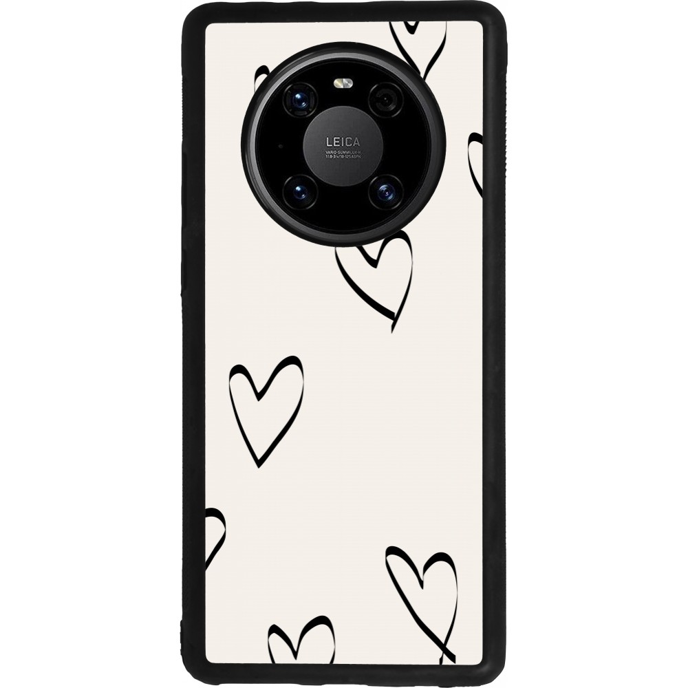 Coque Huawei Mate 40 Pro - Silicone rigide noir Valentine 2023 minimalist hearts