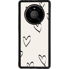 Coque Huawei Mate 40 Pro - Silicone rigide noir Valentine 2023 minimalist hearts