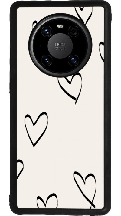 Coque Huawei Mate 40 Pro - Silicone rigide noir Valentine 2023 minimalist hearts