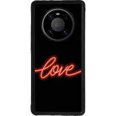 Coque Huawei Mate 40 Pro - Silicone rigide noir Valentine 2023 neon love