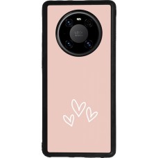 Coque Huawei Mate 40 Pro - Silicone rigide noir Valentine 2023 three minimalist hearts
