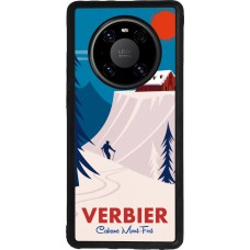 Coque Huawei Mate 40 Pro - Silicone rigide noir Verbier Cabane Mont-Fort