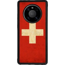 Coque Huawei Mate 40 Pro - Silicone rigide noir Vintage Flag SWISS