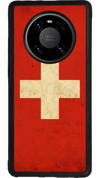 Coque Huawei Mate 40 Pro - Silicone rigide noir Vintage Flag SWISS