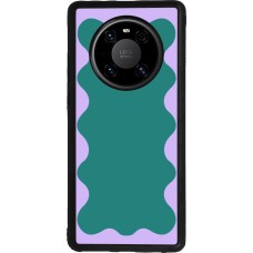Coque Huawei Mate 40 Pro - Silicone rigide noir Wavy Rectangle Green Purple