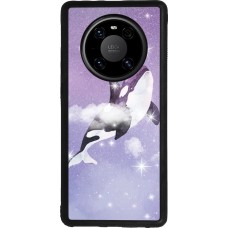 Coque Huawei Mate 40 Pro - Silicone rigide noir Whale in sparking stars