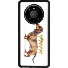 Coque Huawei Mate 40 Pro - Silicone rigide noir Wine Teckel