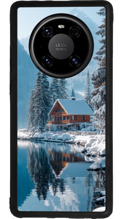 Coque Huawei Mate 40 Pro - Silicone rigide noir Winter 25 Winter house forest day