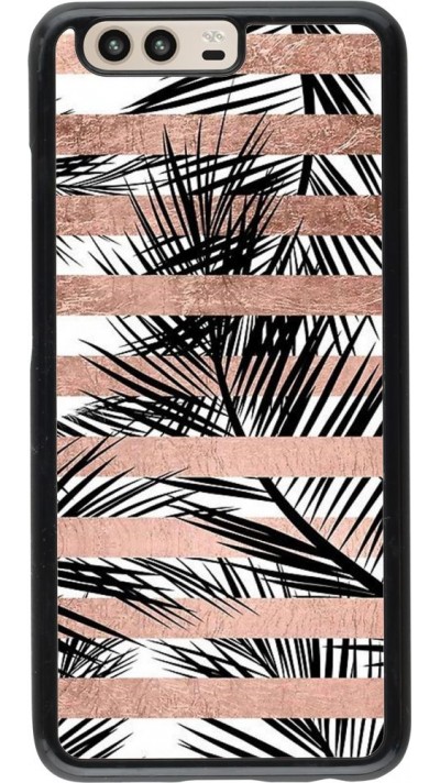 Coque Huawei P10 - Palm trees gold stripes